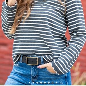 NEW Betsey’s Boutique Striped Black and White Women's Top